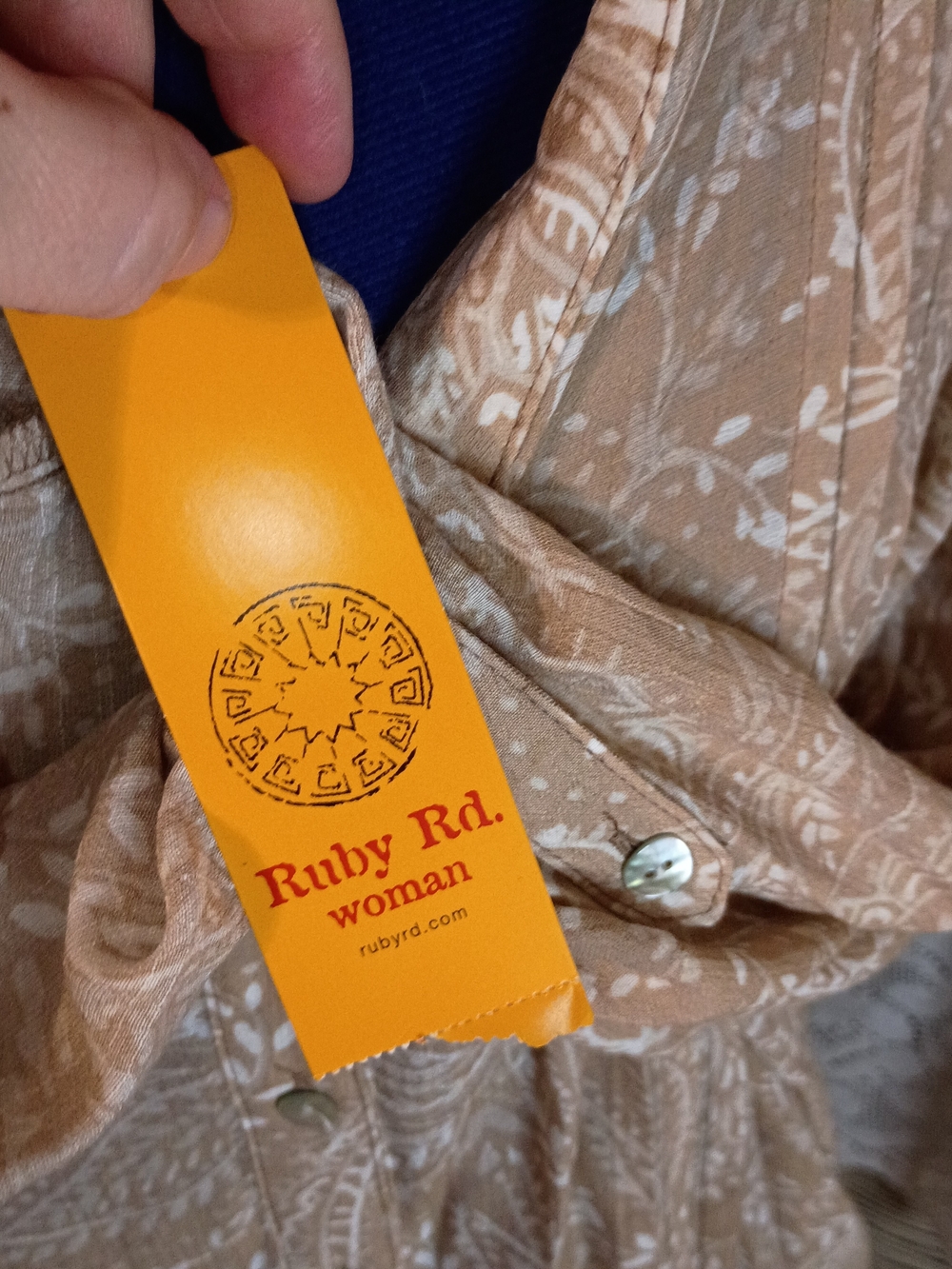 Ruby Rd. Cream Paisley Button-Front Blouse - Picture 4 of 7